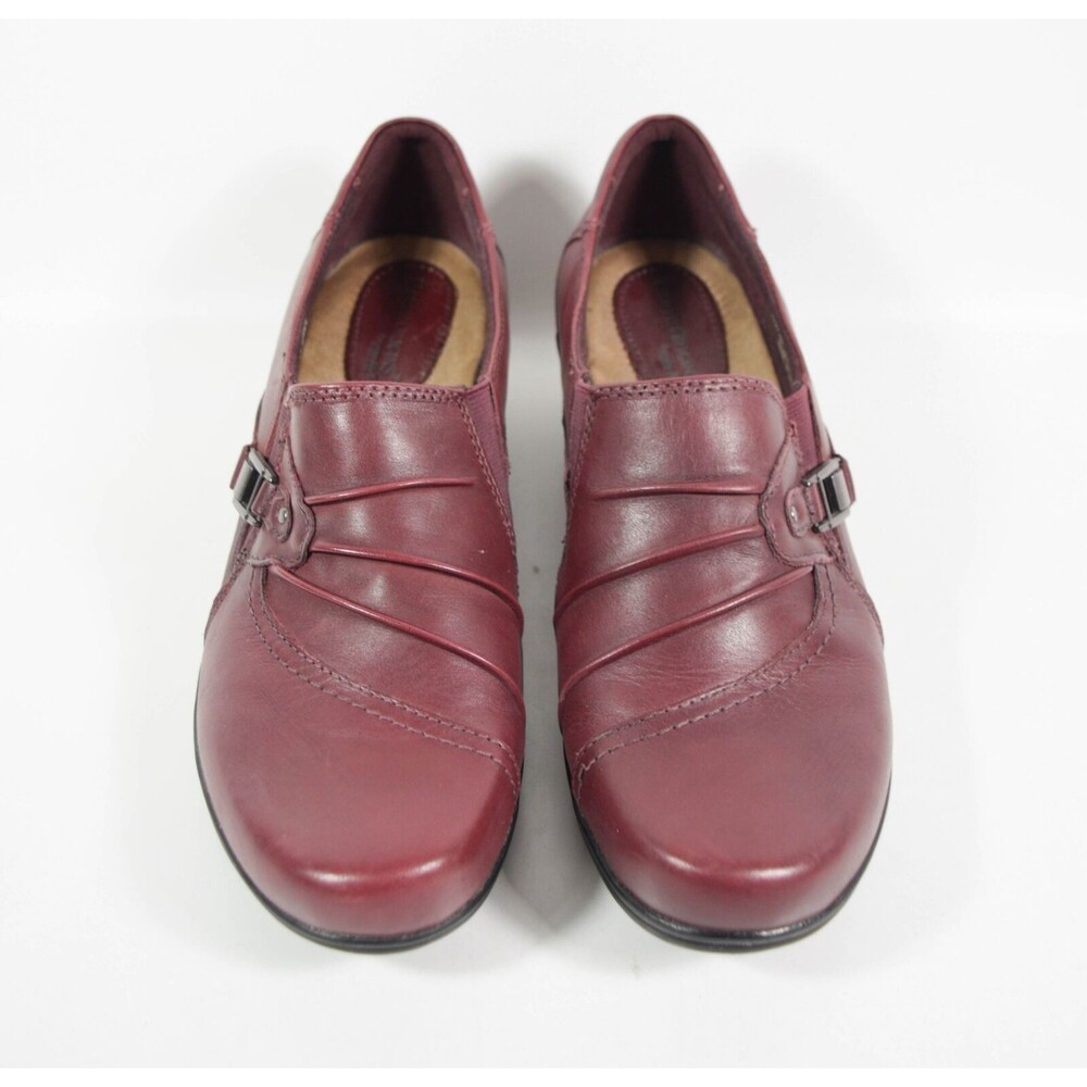 Earth Origin Roxanne Burgundy Leather Slip On Loafers Low Heel Shoes Sz 11M - Picture 2 of 8